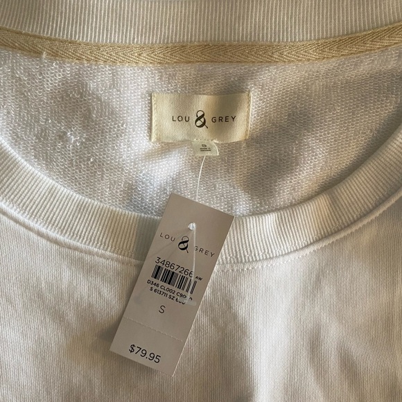 NWT Loft Lou Grey White With Rainbow Cotton Terry Stripe Sweatshirt Top Sz Small - Picture 6 of 6